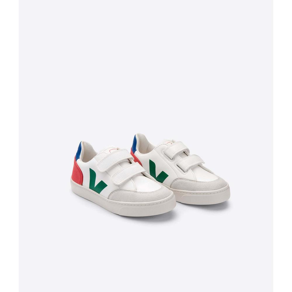 Veja V-12 LEATHER Schoenen Kinderen White/Green | BE 752GSO